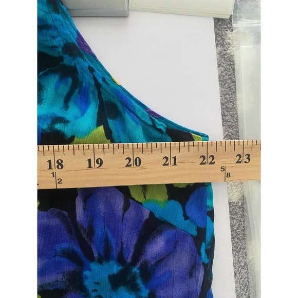 Jennifer Lauren Blue Purple Floral Sleeveless Crinkle Midi Dress Size 14 - Picture 7 of 7